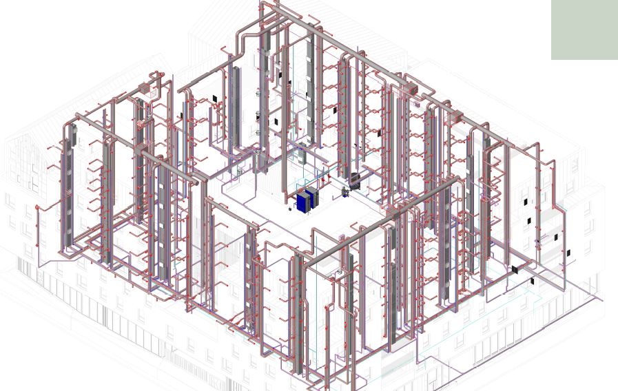 Bureau etude AB Ingenierie-BIM - Vue réseaux- ilot S3 - logements etudiants - Bouygues Immobiliers - Johanne San